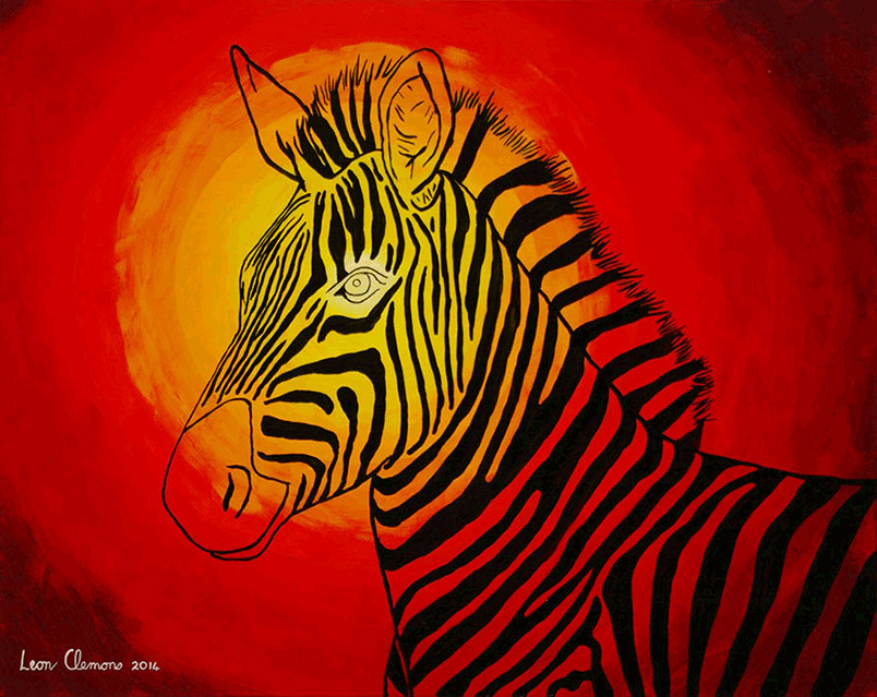 Leon's unique artwork - Zebra stallion on the African planes