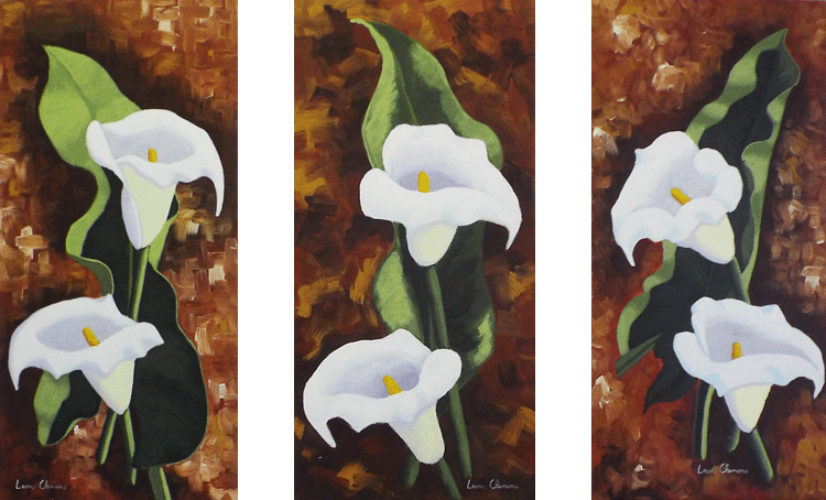Leon's realistic artwork - Arum Lilie Triptych