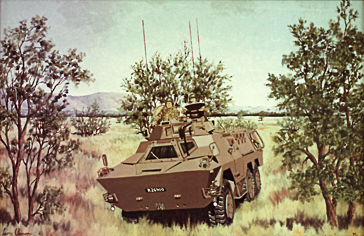 Leon Clemons painting of the infantry fighting vehicle (IFV), The Ratel